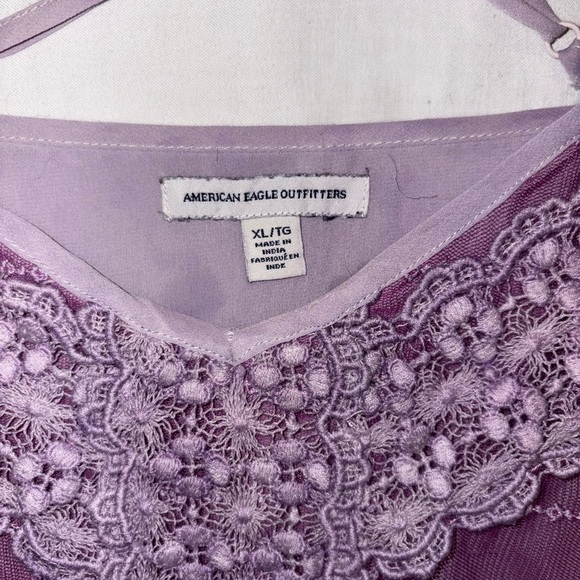 American Eagle Purple Lace Trim Women's Top sheer top layer - Picture 3 of 6